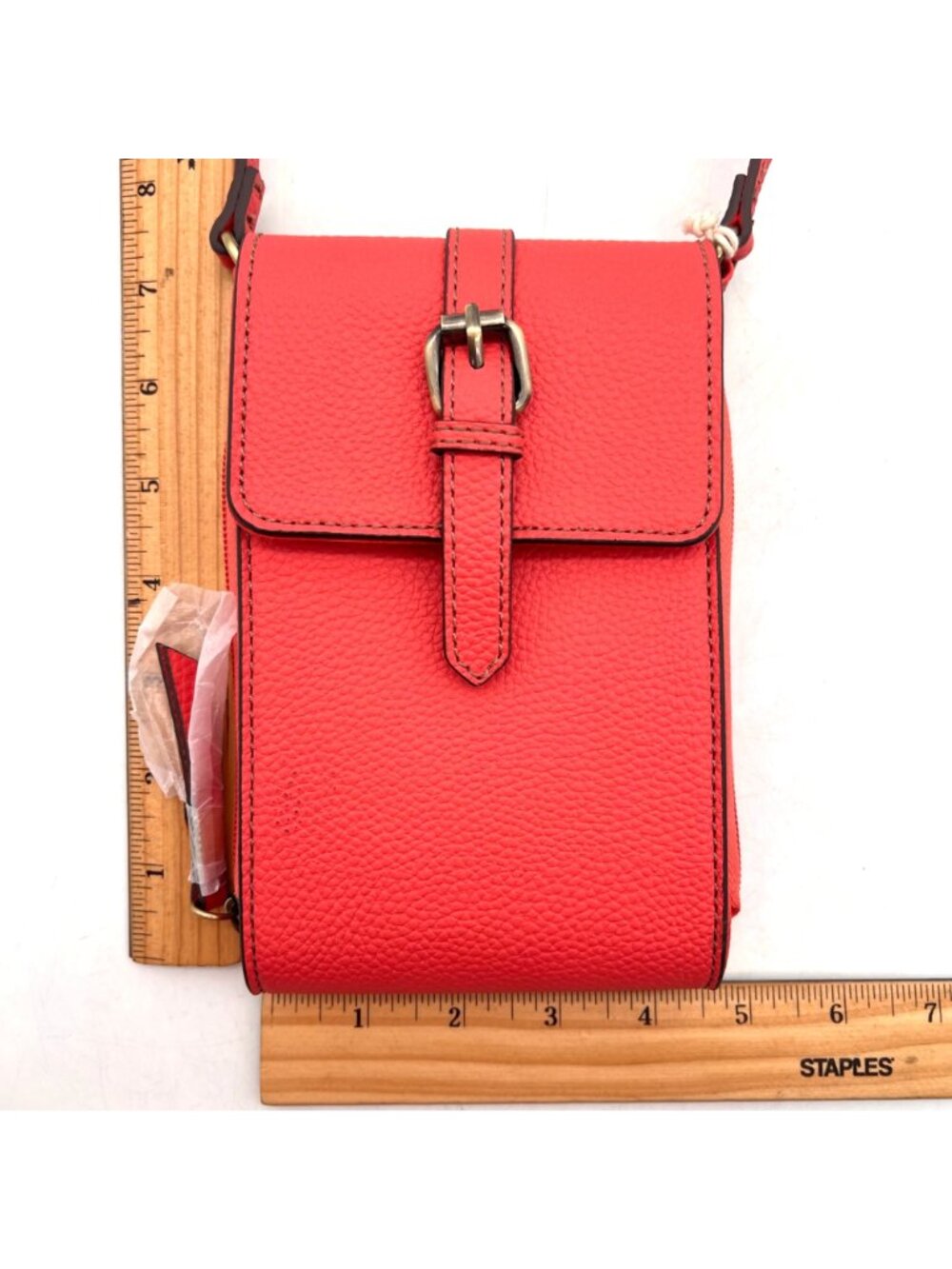 St. Johns Bay Crossbody Bag Adjustable Strap Dark Watermelon Pebbled Texture NEW - Picture 5 of 10